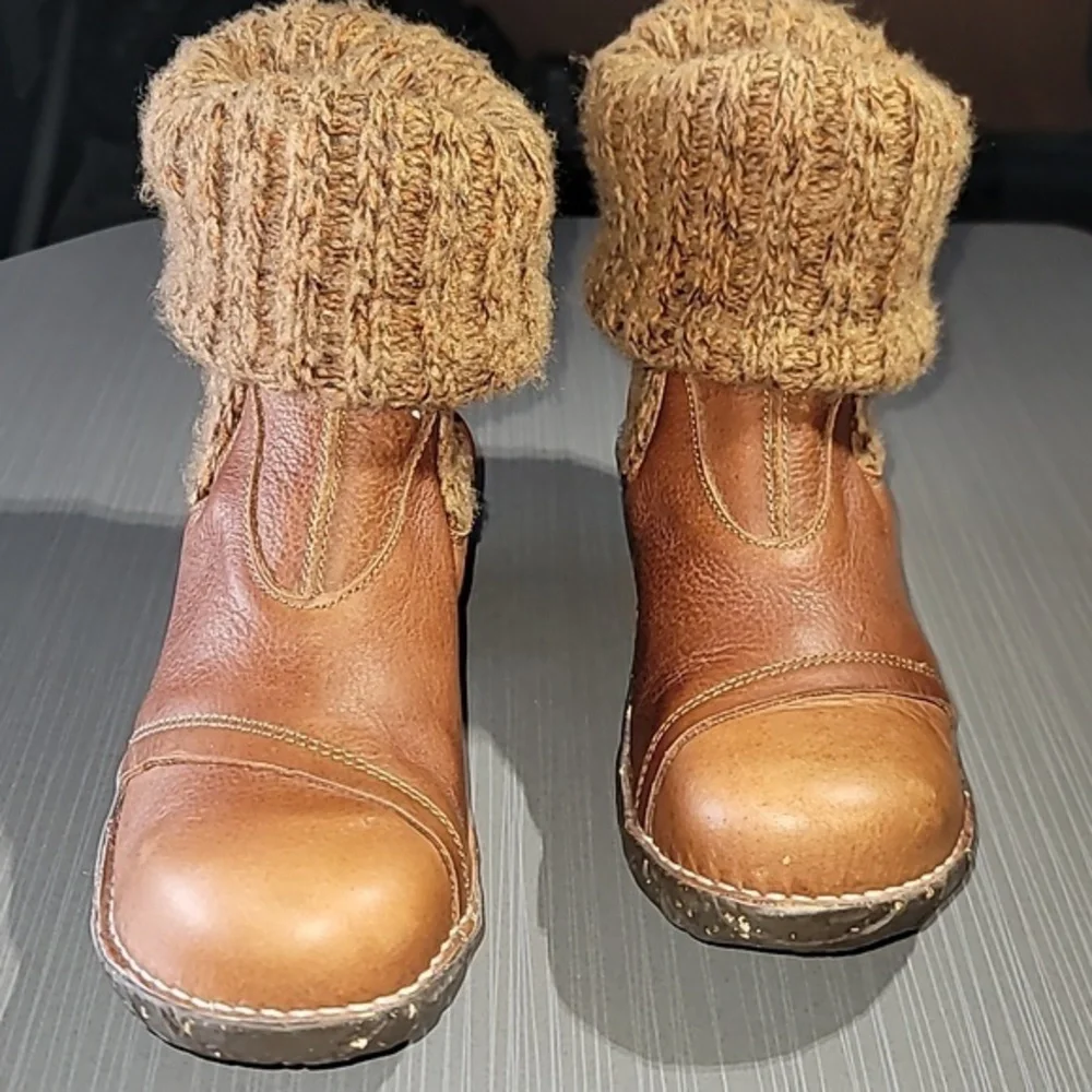 EL NATURALISTA IGGDRASIL Brown Leather Sock Boots‎ Women's 37 (6.5) NWOT